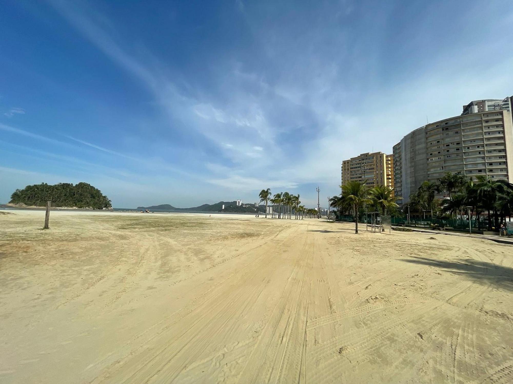 Ap Pe Na Areia Vista Parcial Mar Santos (Sao Paulo) Exterior foto